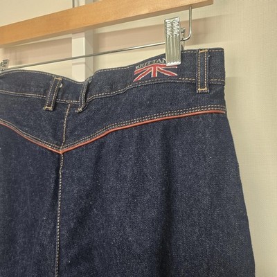Brittania Vintage 80s High Waisted Western Jeans Dark Wash Leather Trim Sz 14/33