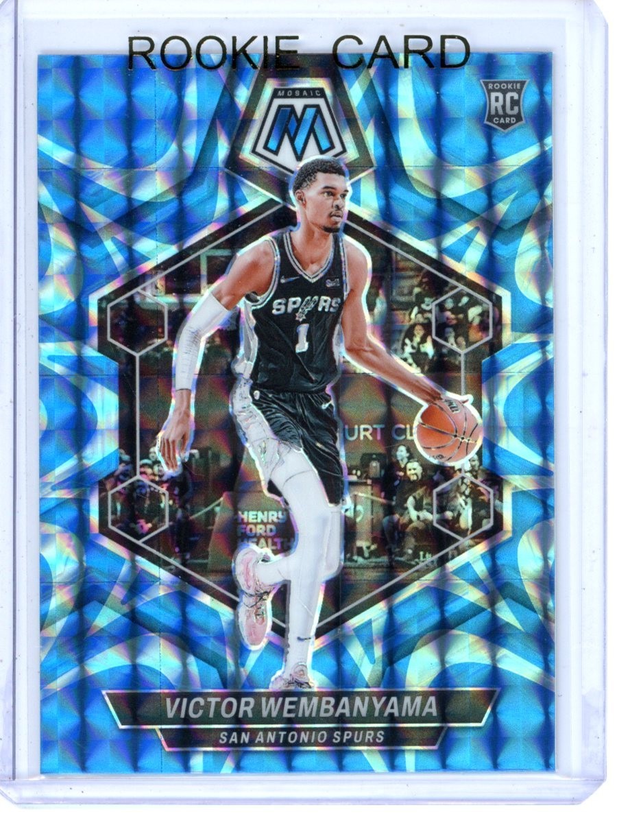 VICTOR WEMBANYAMA RC 2023-24 Panini Mosaic #257 Reactive Blue Mosaic INVEST!!