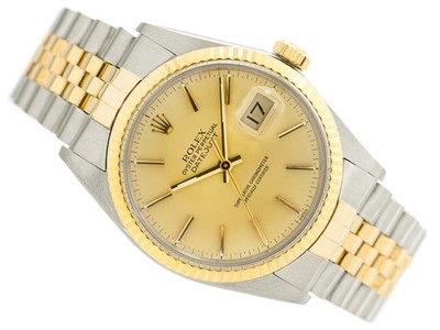 HERRENUHR ROLEX DATEJUST 36 18K GELBGOLD STAHL GOLD DIAL AUTOMATIK REF. 16013