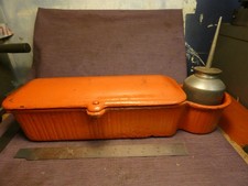 TRACTOR    IMPLEMENT  TOOLBOX WITH OIL CAN    GENUINE   VINTAGE   MAN  CAVE