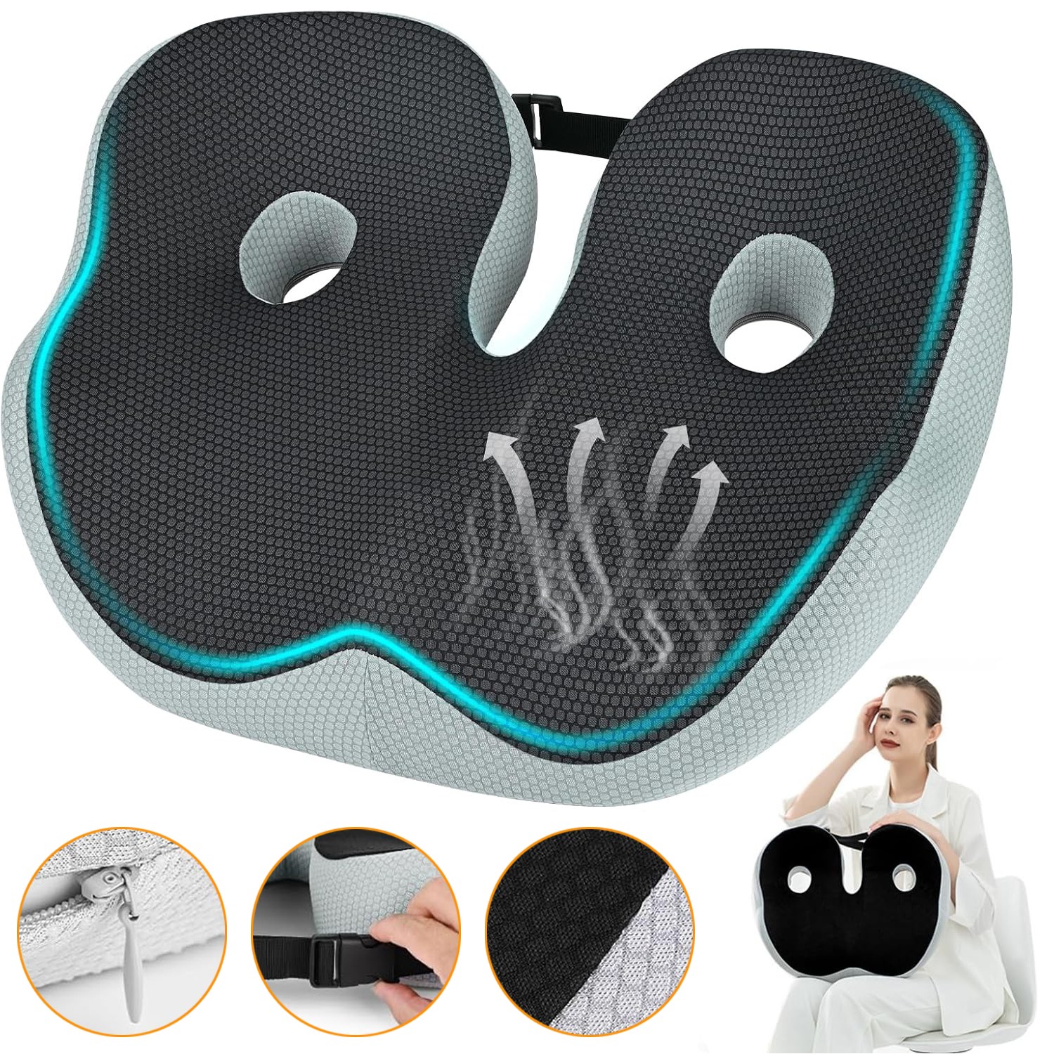 Orthopädisch Sitzkissen Memory Foam Kissen Steißbein Entlastung Steißbein Kissen