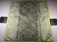 Vera Neumann Signed Scarf Polyester Green Hippie Drawing Maze Design 26x26