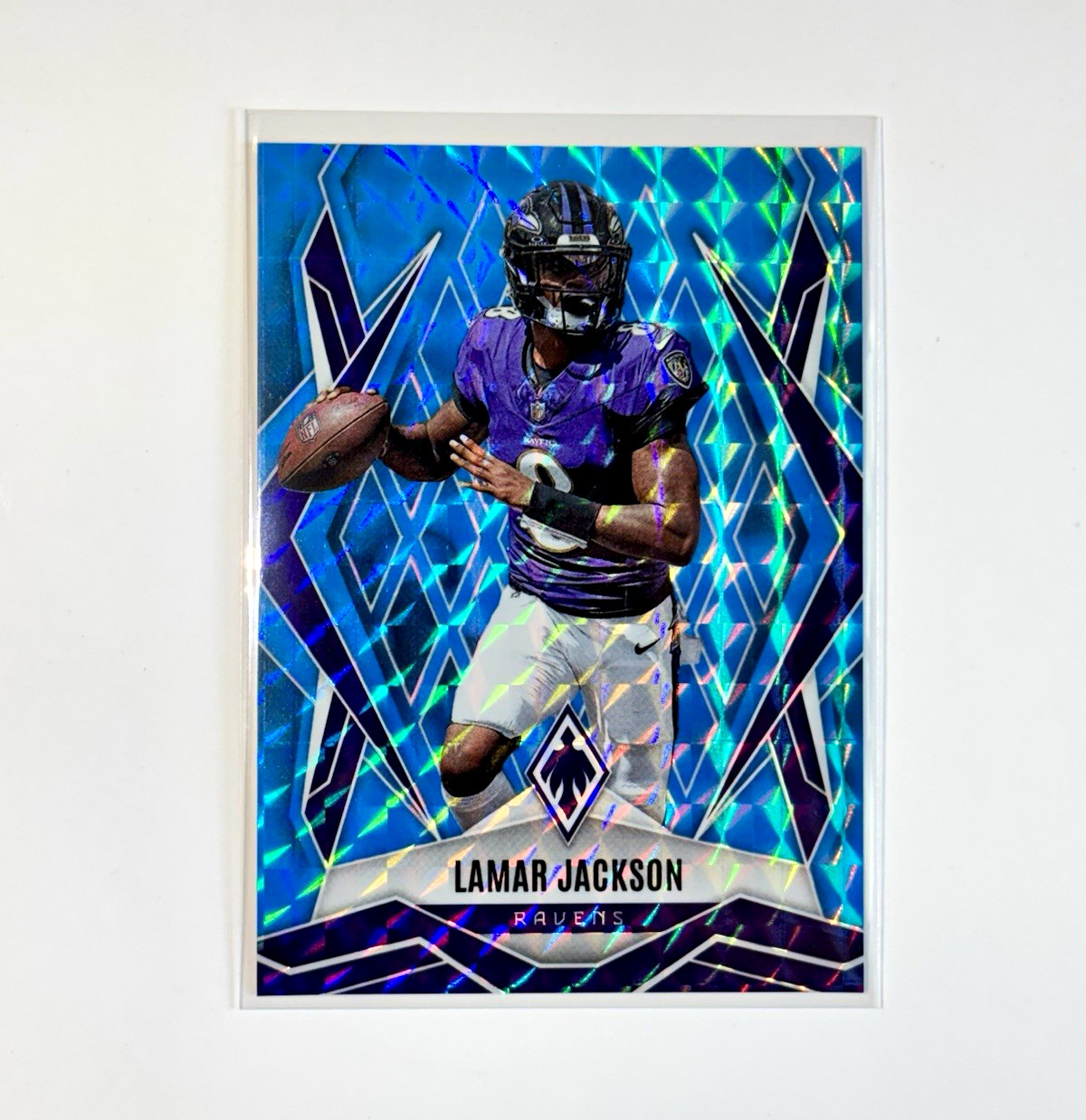 Panini Phoenix 2025 Lamar Jackson Light Blue Pyramids Ravens #374 /385