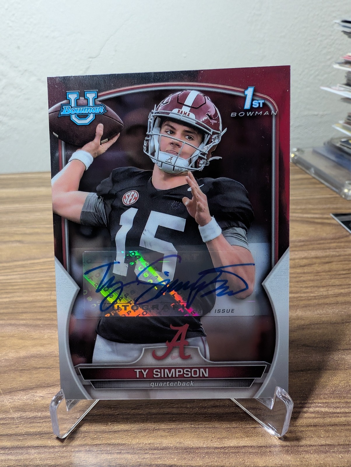 2022 Bowman University Chrome 1st Ty Simpson Prospect Auto #80 Alabama RC