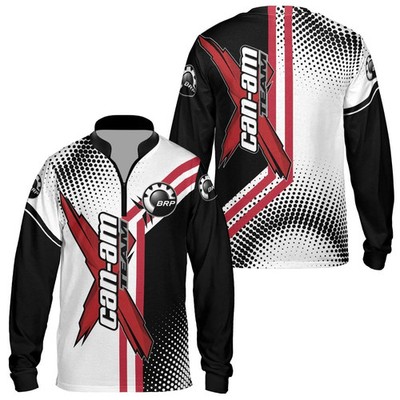 Custom Name Men's Can-am 3D All Over Print Zip Long Sleeve Shirt - All Size