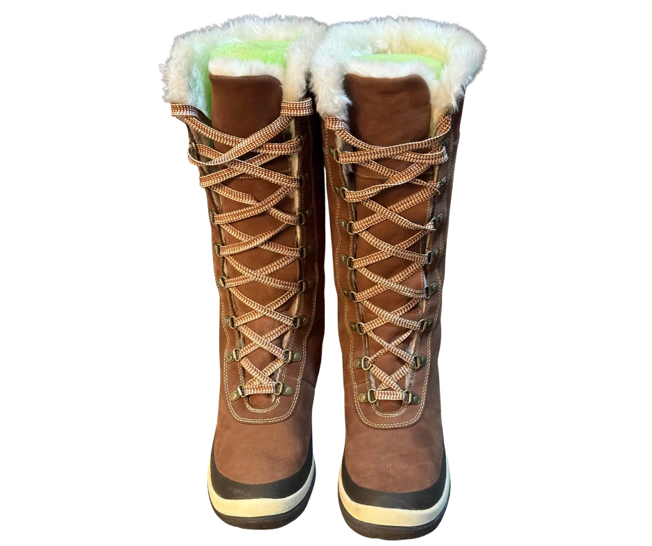 Timberland Womens Genuine Leather Lace-Up Winter Boots Size 7M Chestnut Brown ❄️ - Image 3 of 4