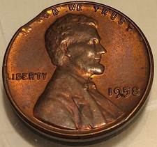 1958 1C RB Lincoln Wheat Penny Cent! Clipped Planchet Error Coin! Uncirculated!