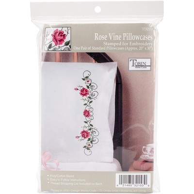 Tobin Stamped For Embroidery Pillowcase Pair 20''X30''-Rose Vine - T232153