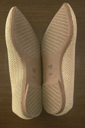 Rothys The Point II Gold Stripe Metallic Gold Ballet Knit Flats Womens 6.5 New - Picture 6 of 8