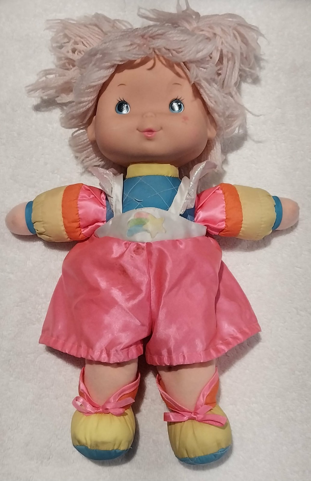 Vintage 1983 Mattel Hallmark Rainbow Brite Baby Brite Plush Pink Hair Doll