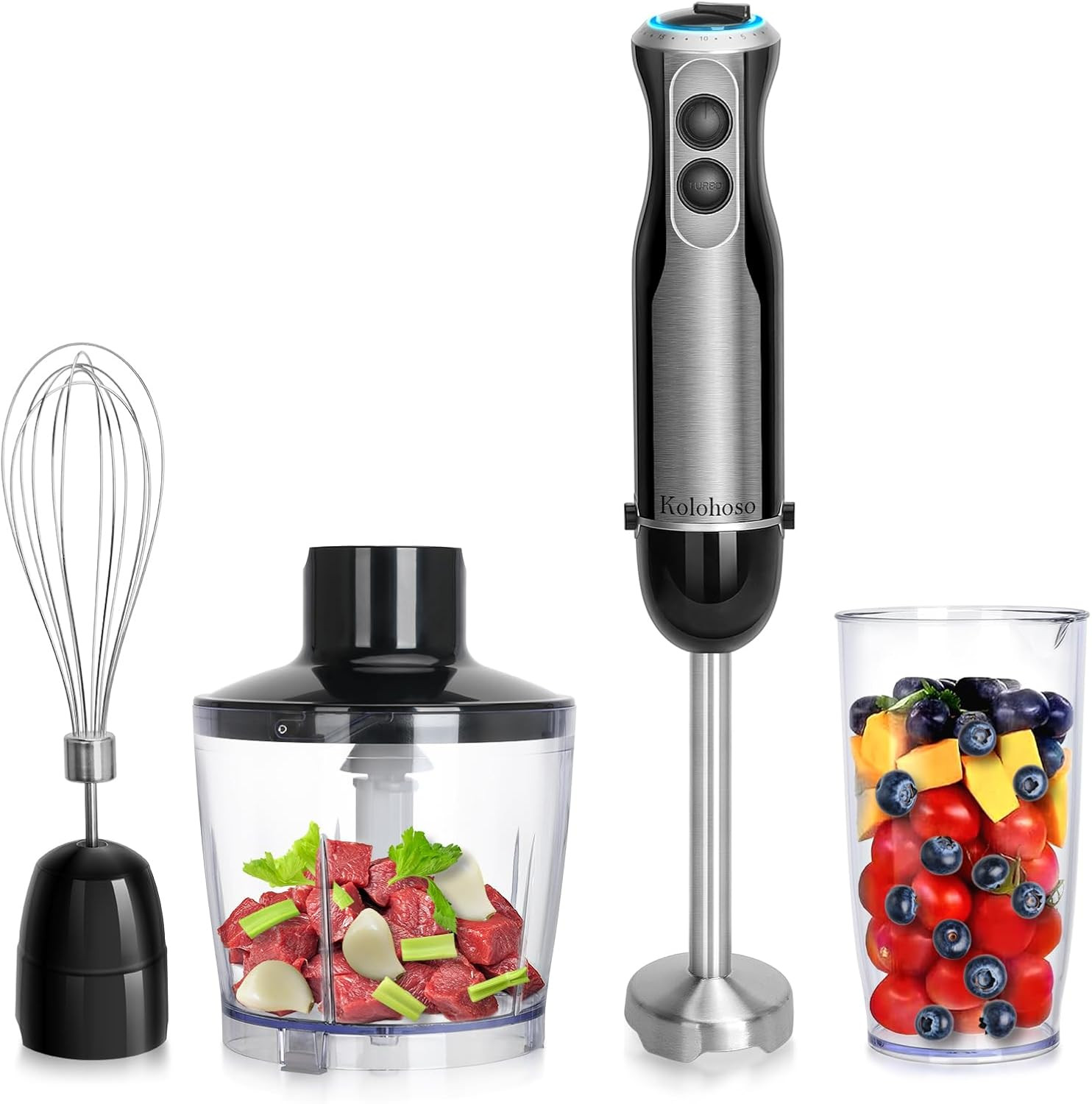 1500W Frullatore a Immersione 4 in 1: Acciaio Inox Professionale per Chef