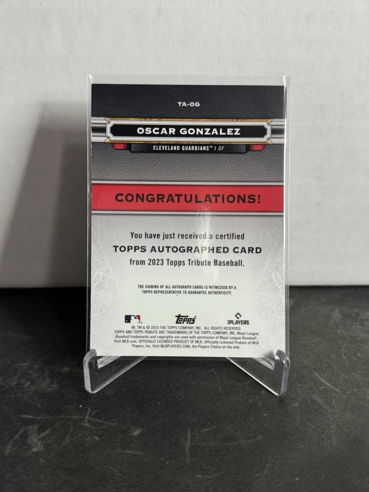 2023 Topps Tribute Oscar Gonzalez #TA-OG Orange Tribute Auto /25 | Padres | RC - Image 2 of 2