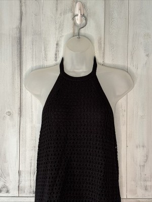 Massimo Dutti Maxi Dress Women's Small Black Crochet Halter Low Back Slit Lined | eBay Massimo Dutti Maxi Dress Women's Small Black Crochet Halter Low Back Slit Lined | eBay