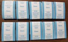 LOT of (10) Genuine BEP Cash Currency Money Straps Bands Each Holds 100 $1 Bills
