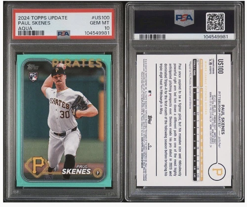 2024 TOPPS UPDATE AQUA #US100 PAUL SKENES ROOKIE RC PSA 10