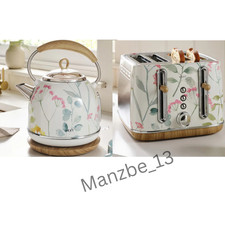 STYLISH Floral Design 3KW Rapid Boil Dome Kettle & Matching 4 Slot Toaster UK