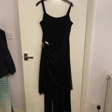 Savoir Size 14 jumpsuit Black Party Evening Lined chiffon wide leg