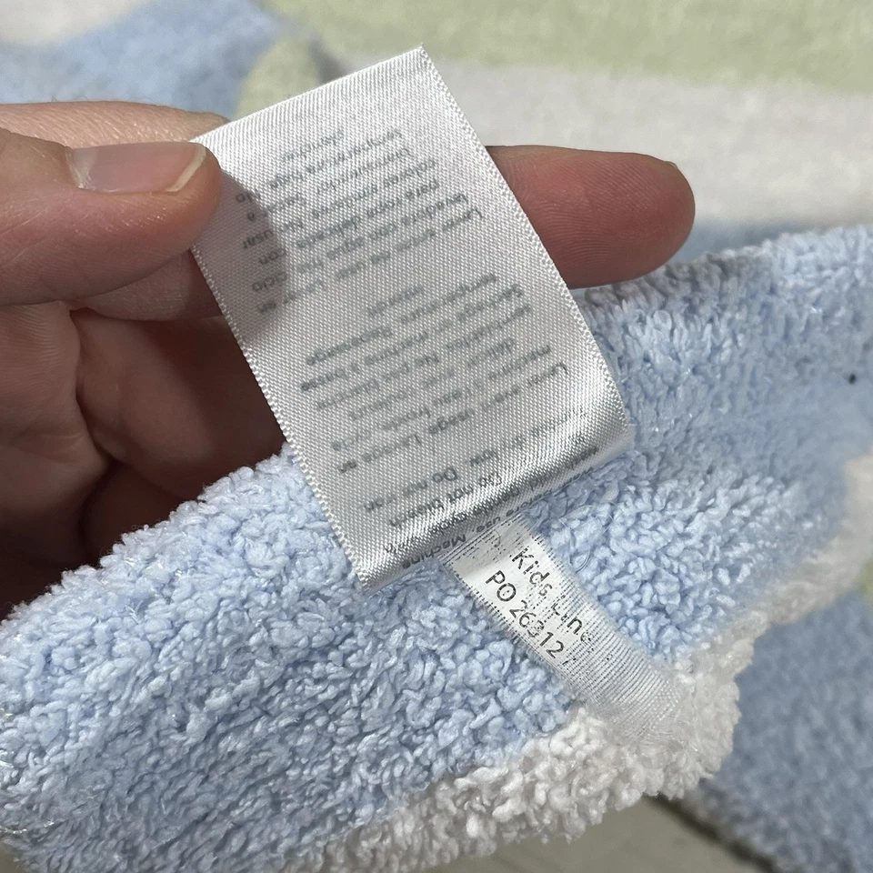 HTF Carters Blue White Green Stripe Baby Blanket Chenille Security Lovey - Image 2 of 4