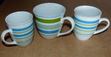 TCM Tchibo konvolut = 3 gelb/blau/grün Streifen Tasse Tassen Kaffeebecher Jumbo