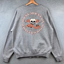 Vintage Harley Davidson Mens Full Zip Gray Sweatshirt Rocky Mountain Denver XL