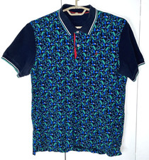 Carolina Herrera Men  s Navy Blue Polo Shirt Toucan Birds of Paradise AOP Large