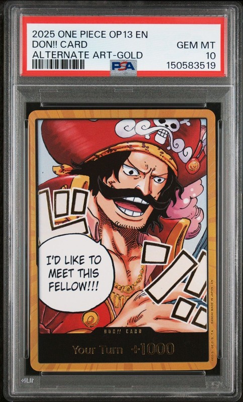 2025 ONE PIECE OP13-CARRYING ON HIS WILL DON!! CARD # ALTERNATE ART-GOLD PSA 10