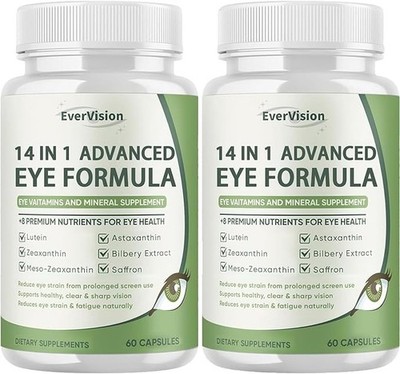 Evervision 14 in 1 Advanced Eye Formula, Eye Vitamin and Mineral Supplement, 60