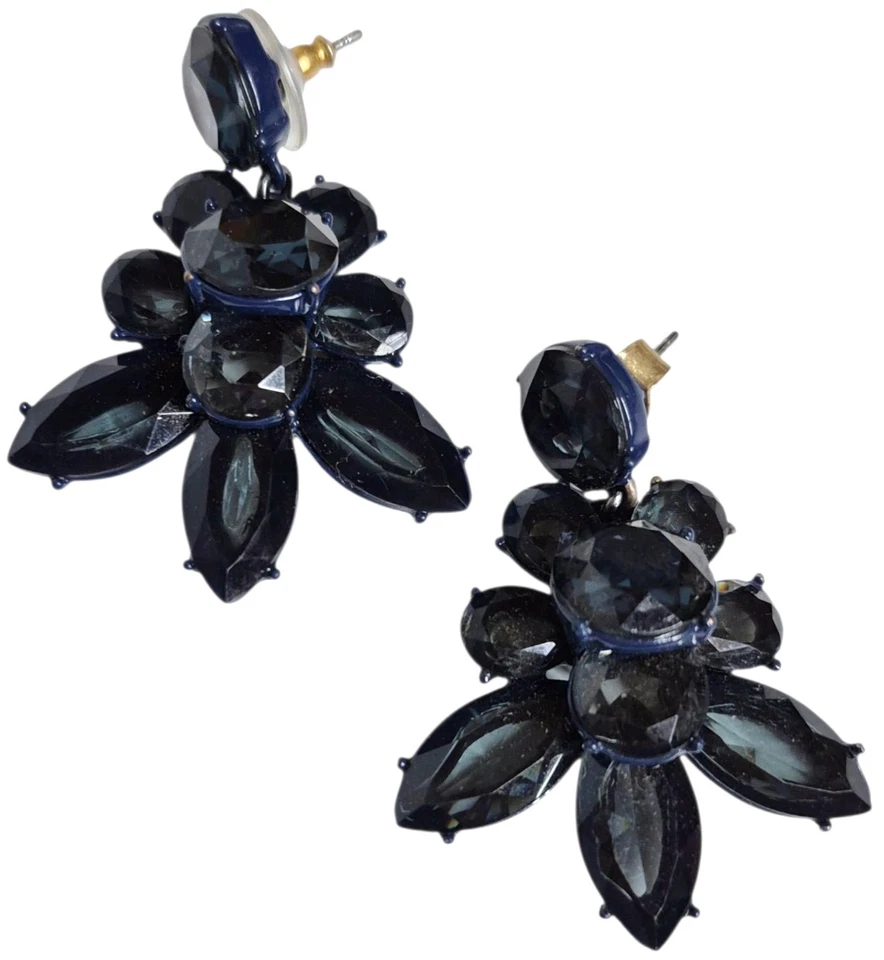 Pendientes colgantes J.Crew Cab Fan cristal llamativo azul marino enchapados en oro claro buey Foto 2 de 4