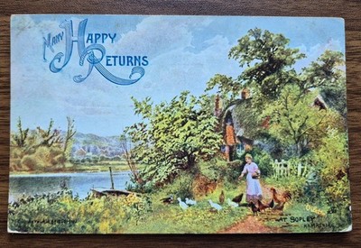 1908 Sopley, Hampshire Vilette Viele glückliche Rückkehr Postkarte nach Petersfield