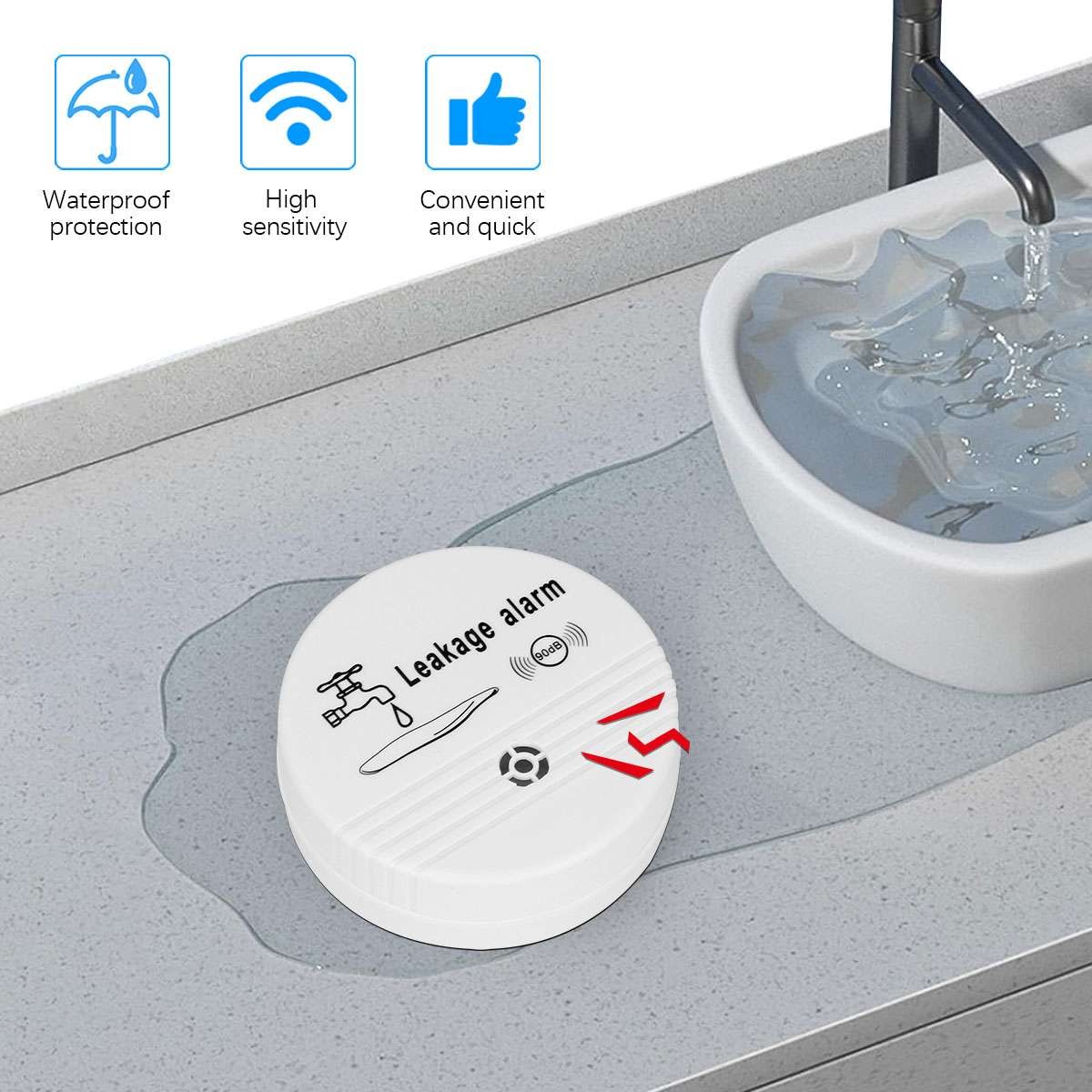 Intelligent Water Leak Detector Alarm 90dB Voice Water Leak Sensor Flood Alert