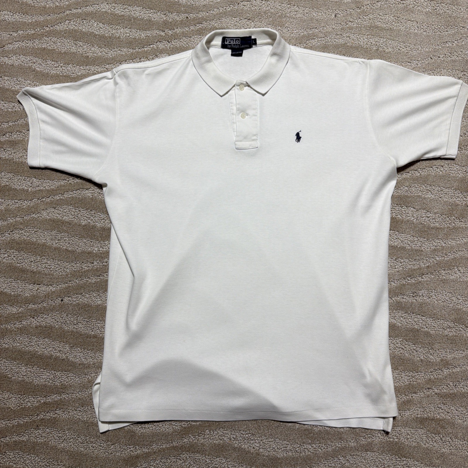 Vintage Polo Ralph Lauren Shirt Mens L White Cotton Short Sleeve Made in USA