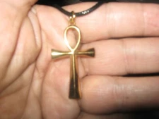 40MM Gold Tone Stainless Steel Ankh Egypt Egyptian TUT Charm Pendant Necklace