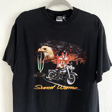Vintage Harley Davidson Warner Bros Taz Yosemite Sam Sunset Warrior - Size M