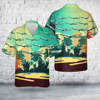 Air Force Aloha Shirt US Air Force Boeing RC 135D Office Boy Rivet Brass Hawaiia