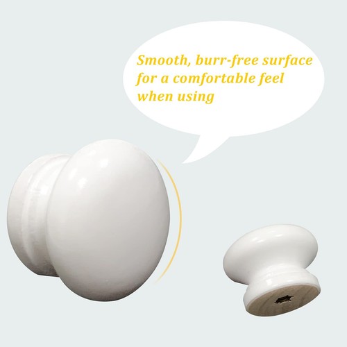 15Pcs White Wood Knobs Drawer Knobs Vintage Mushroom Shape Wooden Dresser Kno... - Picture 4 of 6