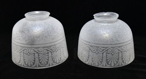 2 MATCHING ETCHED FROSTED LIGHT / LAMP SHADE 21/4 FITTER