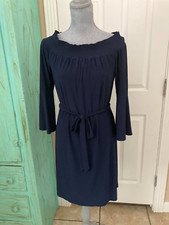 TAHARI, STRETCHY 3/4''BELL SLEEVE ELASTIC NECKLINE SHEATH DRESS WITH TIE, 8