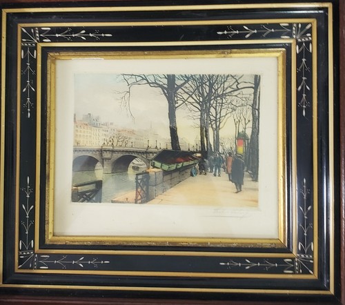 Victorian Eastlake Aesthetic Ebonized Frame Signed Victor Valery Etching Paris - Picture 2 of 21