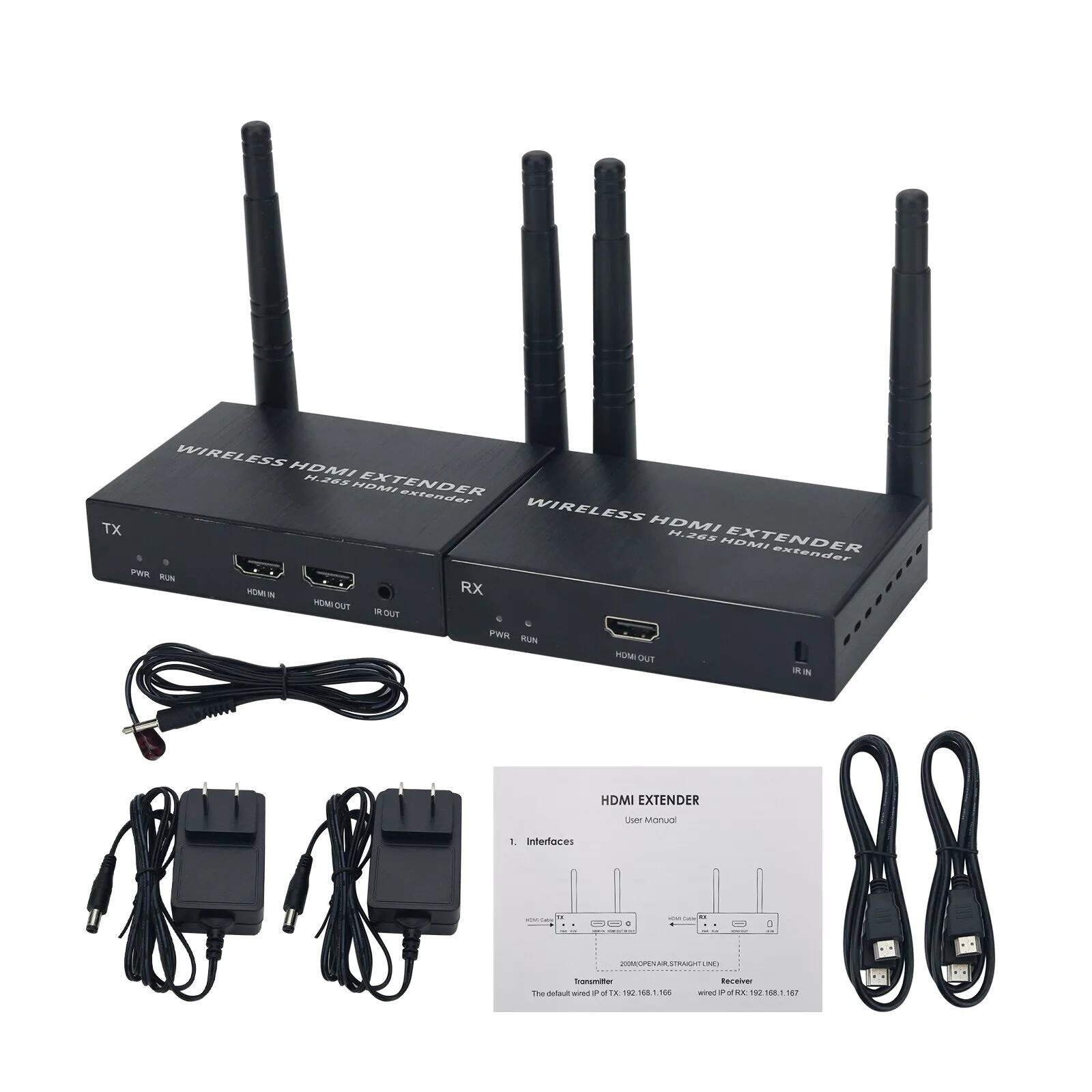 2.4GHz 5.8GHz Dual-Band Wireless Extender Transmitter and Receiver Remote System