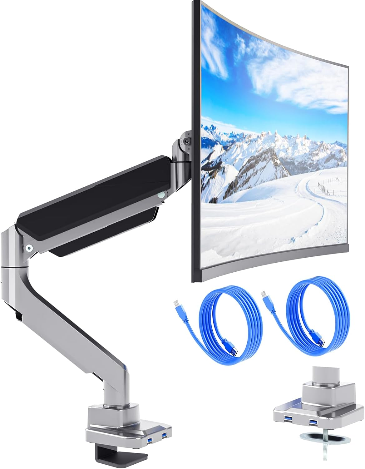 Single Monitor Arm Desk Mount Supports 35 Inch 33Lbs Heavy Duty Fully Adjustable Stand