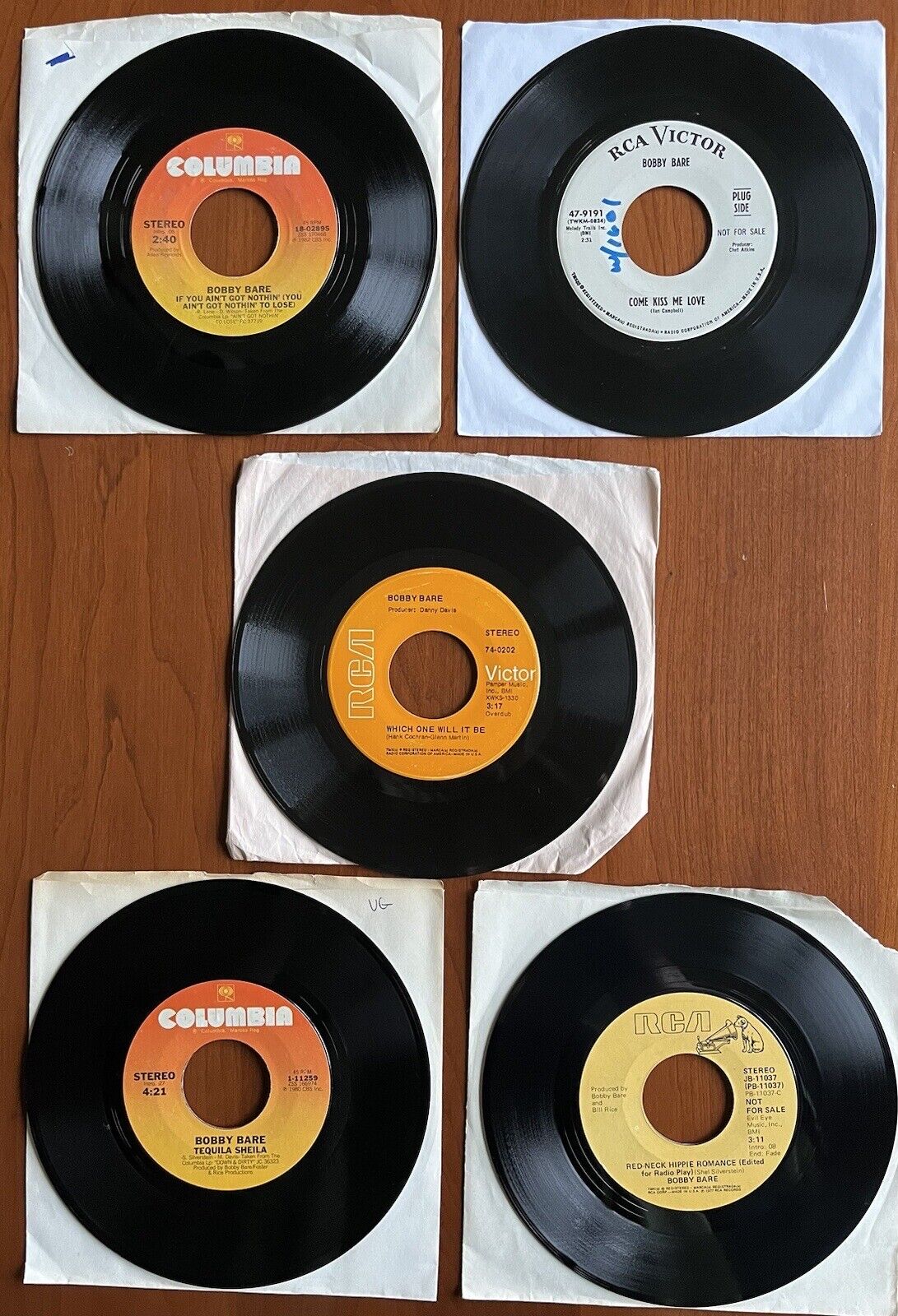 Lot of (5) Bobby Bare 45 RPM Records