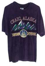 Vintage 90s Hanes Beefy T Northern Attitude Craig Alaska Purple Mens Size M/L