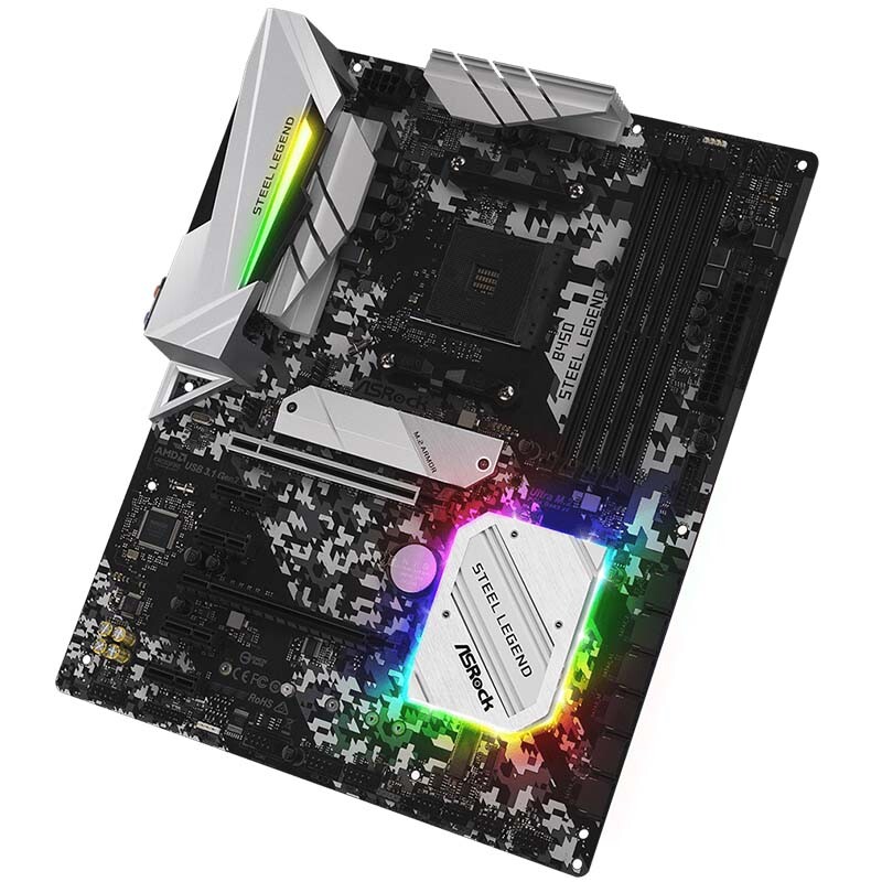 For Asrock B450 Steel Legend Motherboard AMD B450 AM4 DDR4 DP ATX