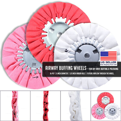 Airway Knife Buffing Wheels - 16-Ply - 8 Inch Diameter - 5/8 Inch Arbor Hole