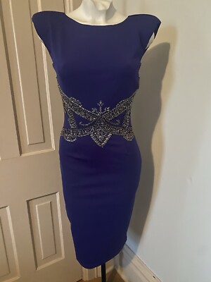 ASOS Little Mistress London Bandage Crepe Stretch Navy Blue Beaded Dress US  4 | eBay