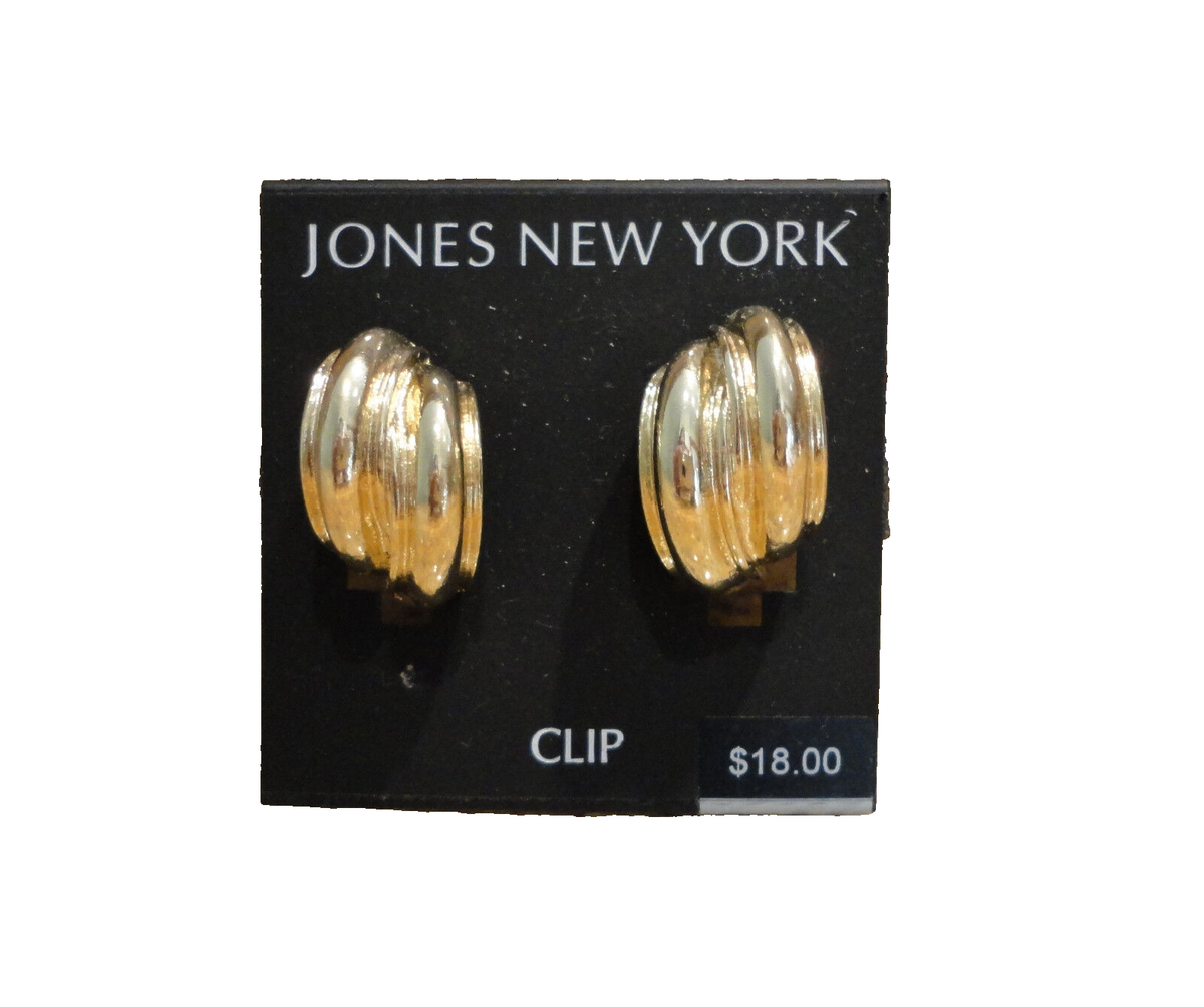 Jones New York Gold Clip Shell Crescent Huggie Earrings!