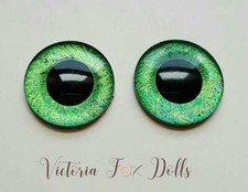 Blythe Doll Metallic Eyechips Green Glitter Eye Chips 14mm Custom Furby Ooak Bjd