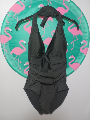 SHAPE FX~SLIMMING SLENDERIZING 1 Piece Black Ruched Swimsuit Size 8 - Picture 4 of 4