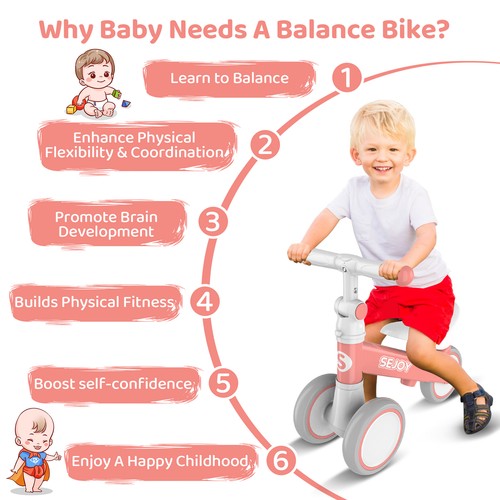 Sejoy Baby Laufrad Kleinkindfahrrad für 1 Jahr Junge & Mädchen Spielzeugfahrrad 3 Räder - Bild 19 von 25