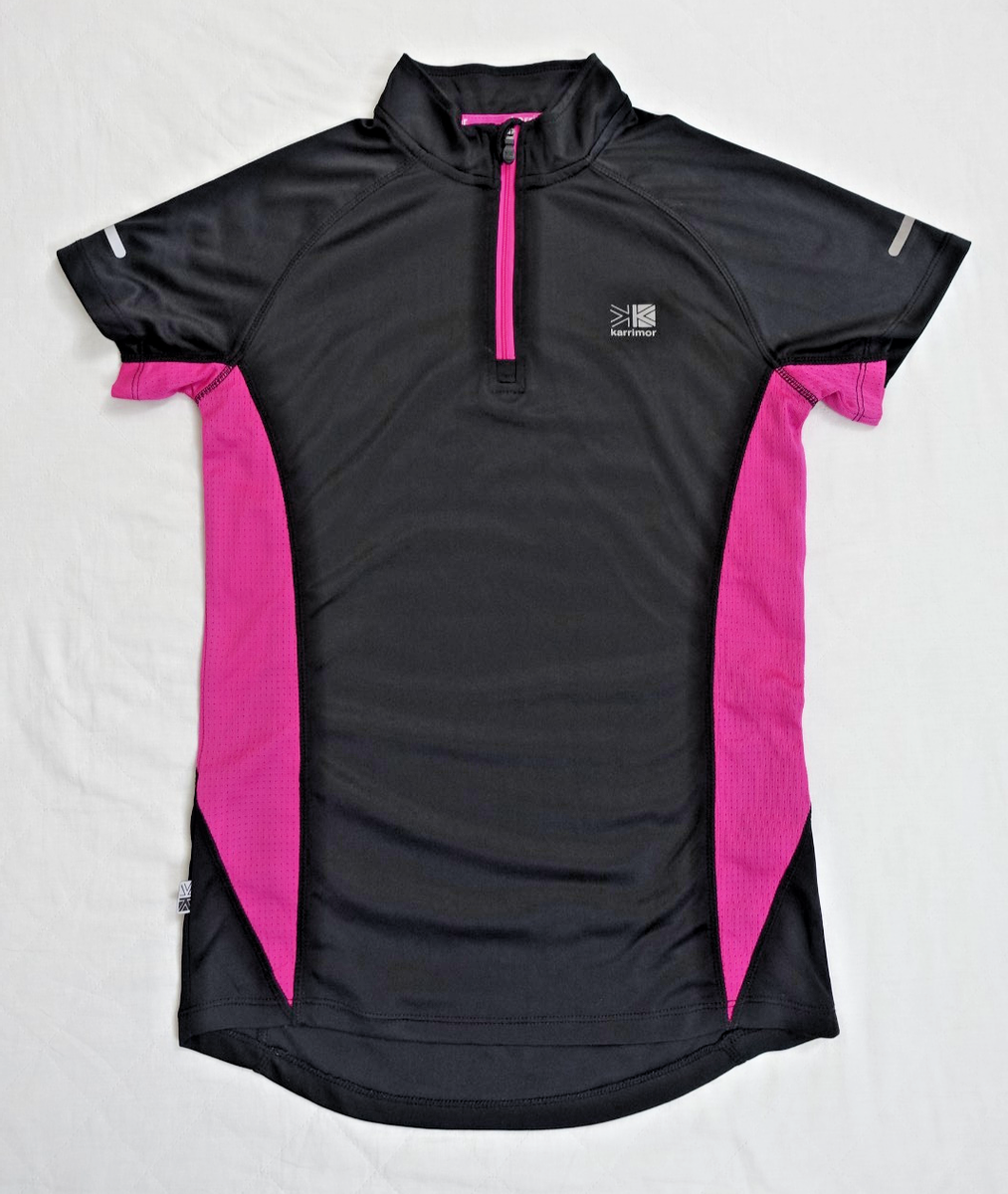 Karrimor Run Black Pink Short Sleeve Quarter Zip Running Top Size